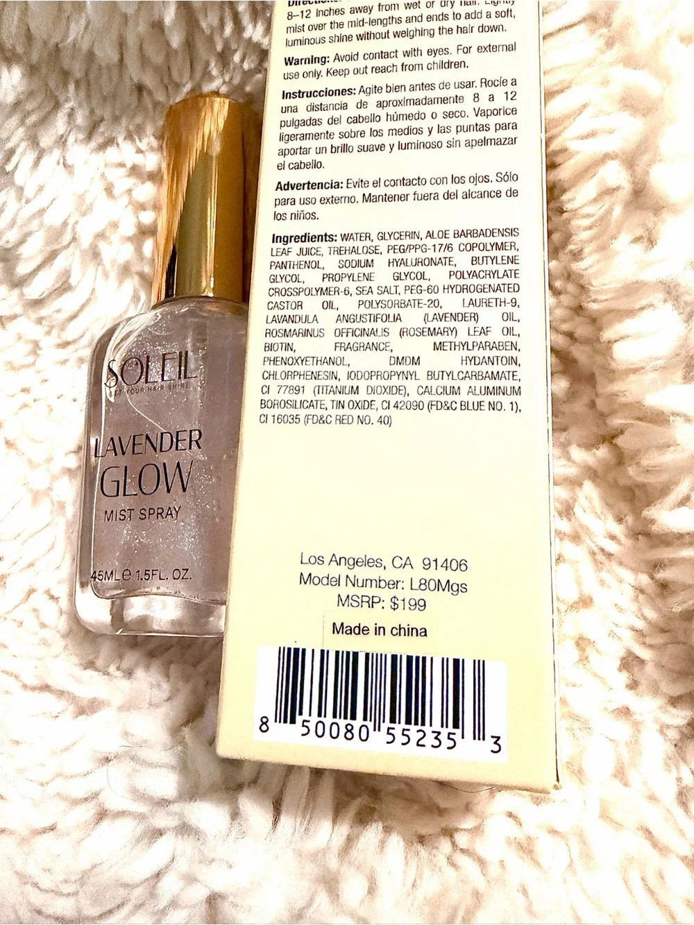 SOLEIL Lavender Glow Mist 1.5 Oz